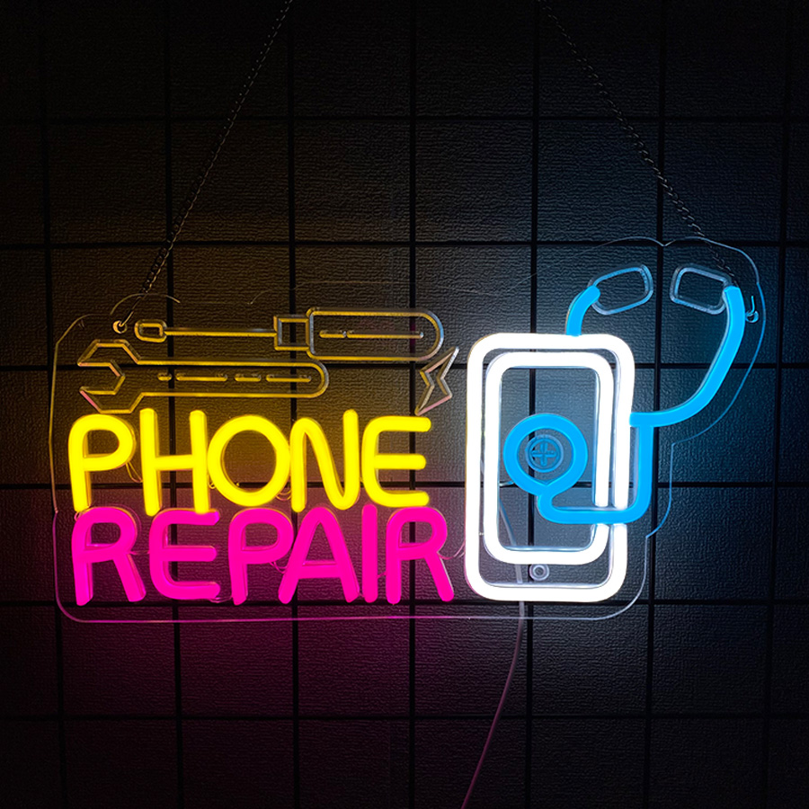 Electronics Repair Store - لافتة نيون لإصلاح الهواتف لتزيين الجدران،