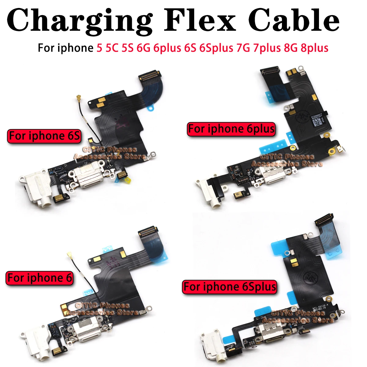 Charging Port Flex - 5 قطعة آيفون 6 6S 7