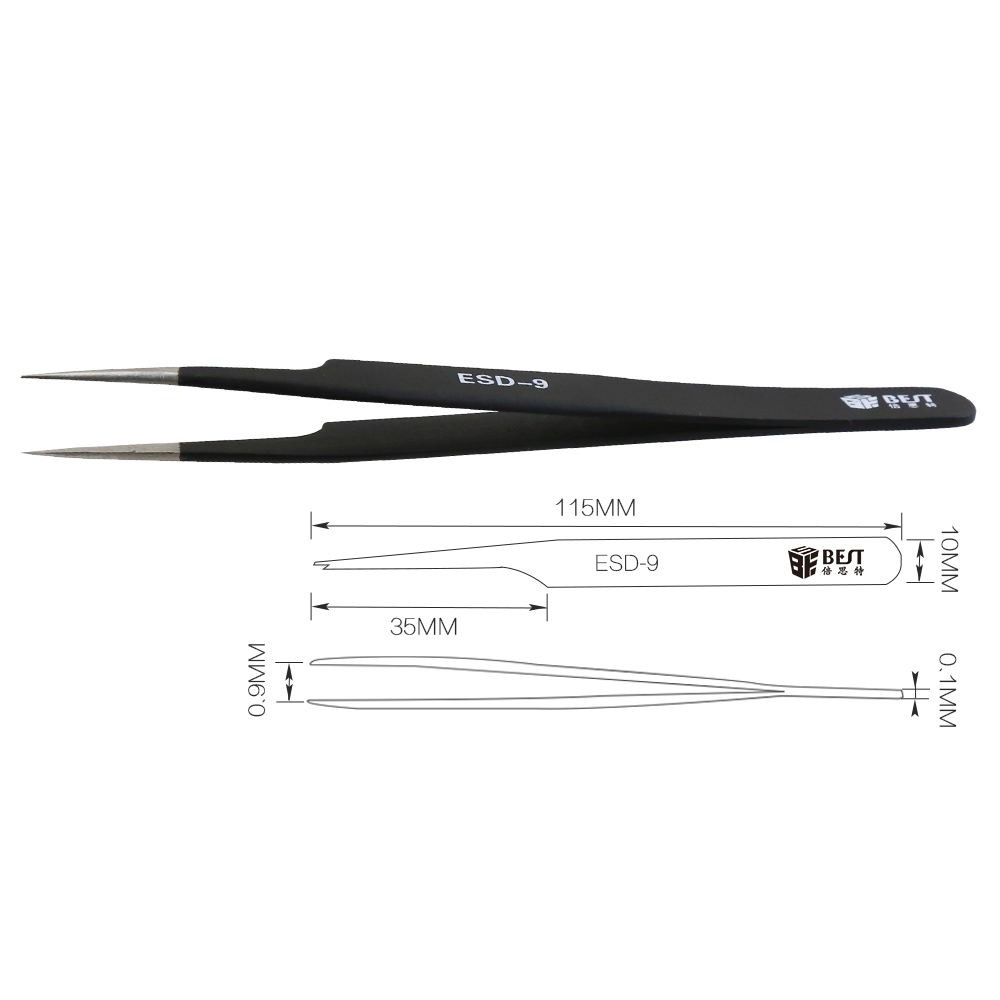 BST-ESD-9 ملاقط مضادة للكهرباء - مراجعة Smd Tweezer Set وسعره